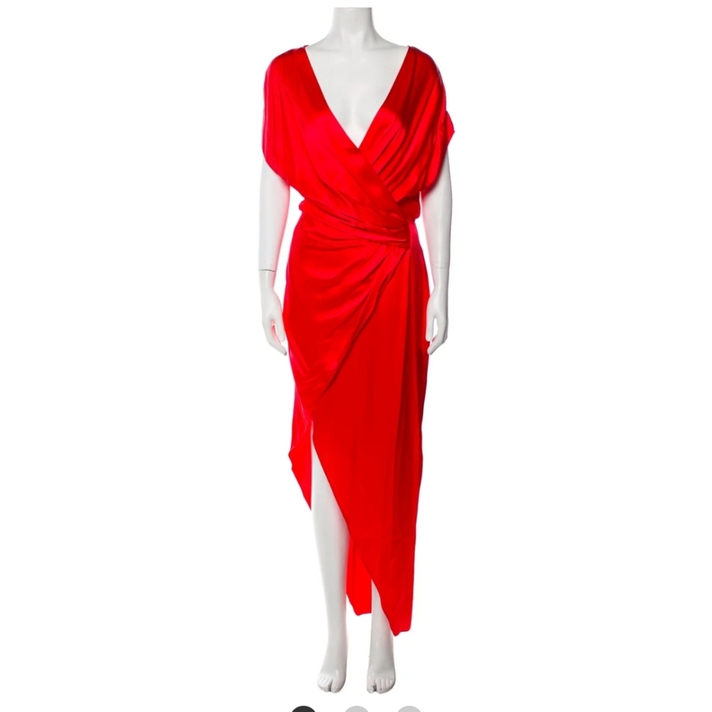 Red Silk Michelle Mason Wrap Dress
